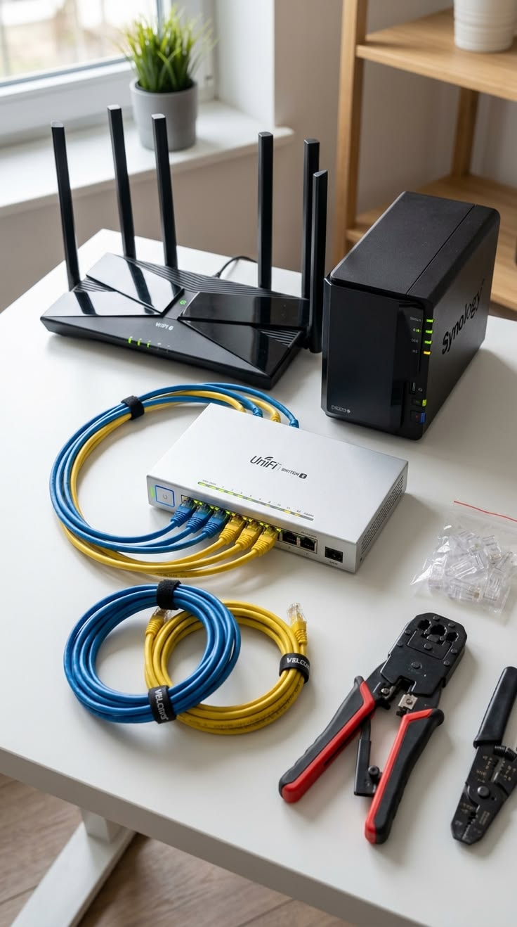 Router, switch, and structured cabling setup